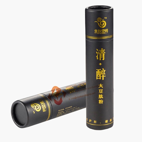 Black cylinder tube packaging