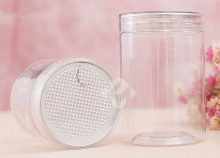 Double Top Round Food Storage Plastic Jar,Plastic Food Jar With Easy Open Lid 500ml
